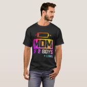 T-shirt Maman drôle de 2 garçons 1 fille Batterie basse (Devant entier)