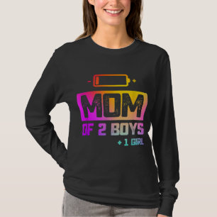 T-shirt Maman drôle de 2 garçons 1 fille Batterie basse