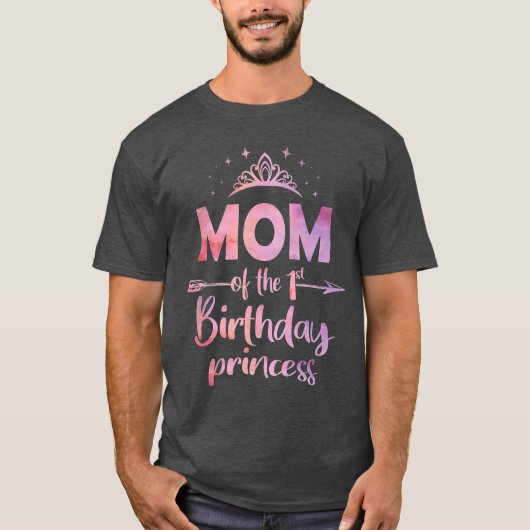 T-shirt Maman Du 1er Anniversaire Princesse Fille Un An (Devant)