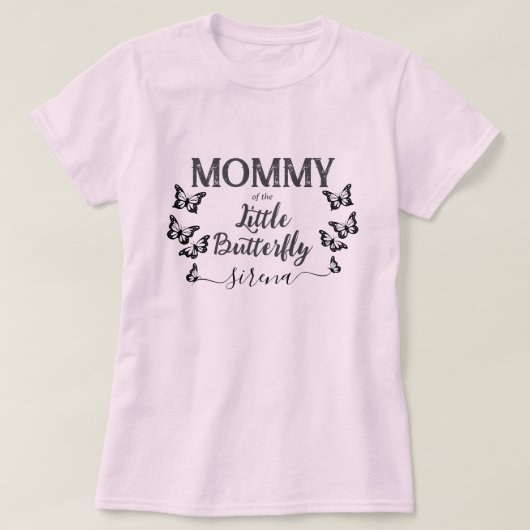 T-shirt Maman du petit papillon | Mère rose (Design devant)