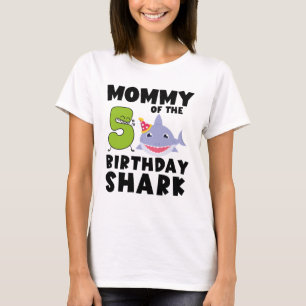 T-shirt Maman Du Requin D'Anniversaire 5 ans Anniversaire