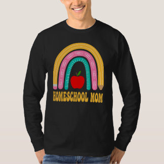 T-shirt Maman école à la maison Crayon arc-en-ciel Retour 
