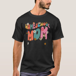 T-shirt maman école à la maison fleur professeur d'école à