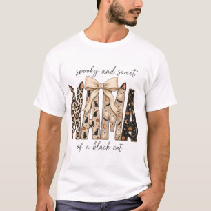T-shirt Maman effrayante et douce d'un chat noir Halloween
