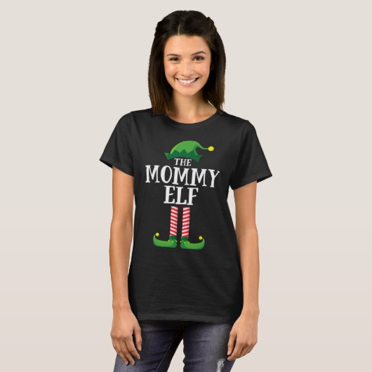 T-shirt Maman Elfe jumeler famille fête de Noël Pyjama (Devant entier)