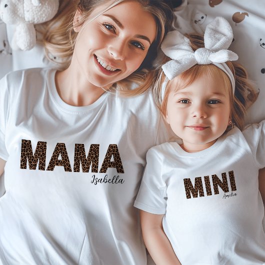 T-shirt Maman | Empreinte de léopard à la mode maman et mo