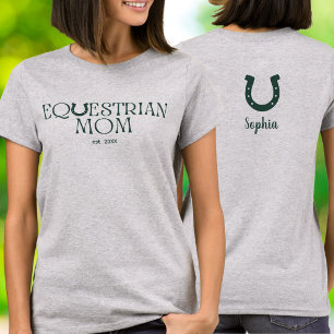 T-shirt Maman Équestre Typographie Vintage Empilée