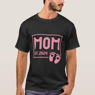 T-shirt Maman Est 2024 Mignonne Promu À Maman 2024 Baby Re