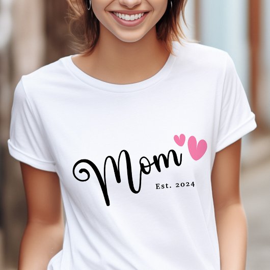 T-shirt Maman Est. année mère jour mignonne et le coeur de