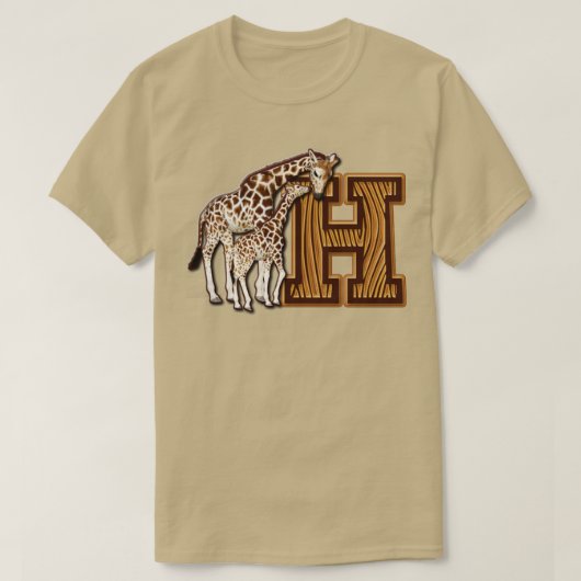 T-shirt Maman et bébé Giraffe Monogramme H (Design devant)