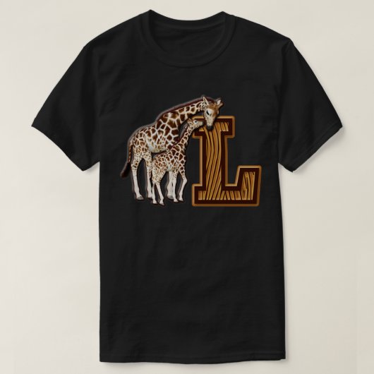 T-shirt Maman et bébé Giraffe Monogramme L (Design devant)