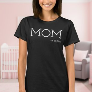 T-shirt Maman Etabli Coeur Noir Minimal
