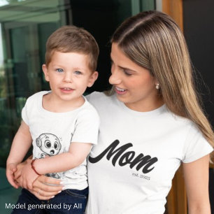T-shirt Maman établie. Écriture noire Personnalisé