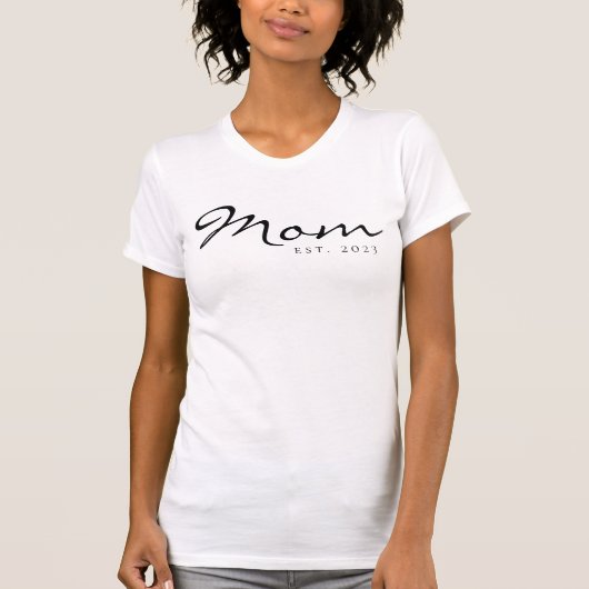 T-shirt Maman établie en script noir (Devant)
