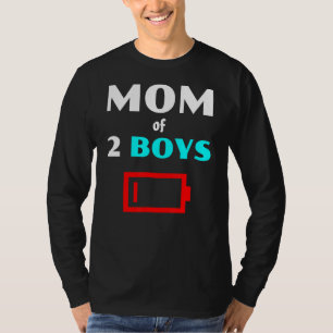T-shirt Maman Fatiguée De 2 Garçons Mère Avec Deux Fils Fa