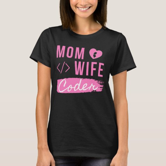 T-SHIRT MAMAN FEMME AU FOYER CODEUSE - MAMAN CODEUSE (Devant)