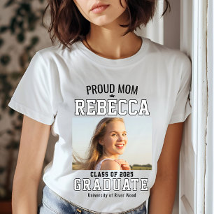 T-shirt Maman fière Photo Diplômé Parent Personnalisé
