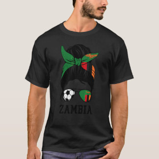 T-shirt Maman Fille de Football Zambienne Bun Méssé Drapea