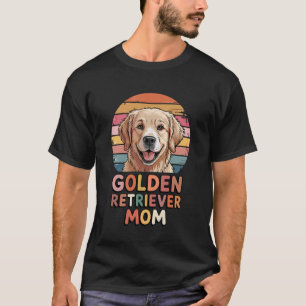 T-shirt Maman Golden Retriever Coucher de Soleil Rétro GR