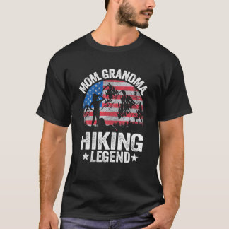 T-shirt Maman Grand-mère Randonnée Légende Drapeau américa