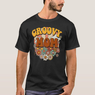 T-shirt Maman Groovy Rétro Fleurs de Famille Correspondant