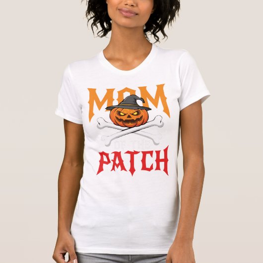 T-shirt Maman Halloween de Patch Pumpkin Sorcière (Devant)