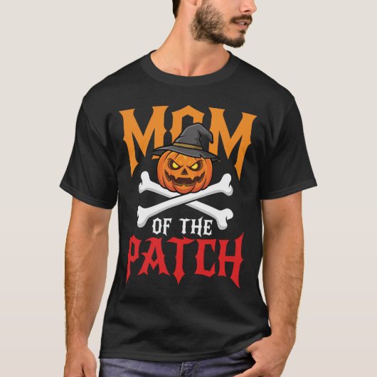 T-shirt Maman Halloween de Patch Pumpkin Sorcière (Devant)