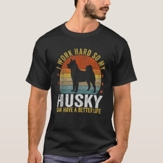 T-shirt Maman Husky Drôle Papa Husky Rétro Vintage Husky