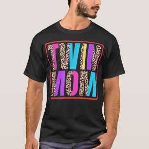 T-shirt Maman jumelle, Mère des jumeaux Empreinte de léopa