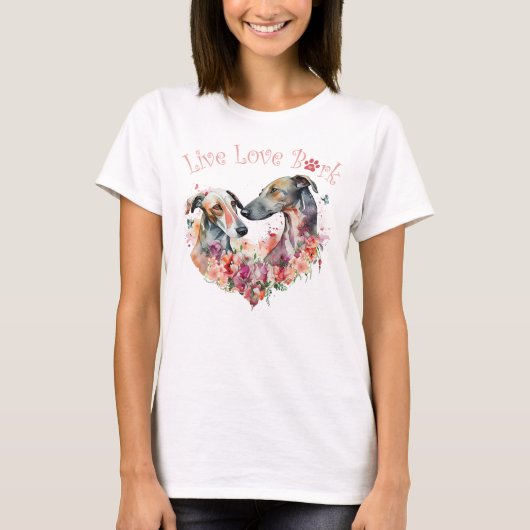 T-shirt Maman lévrier floral (Devant)