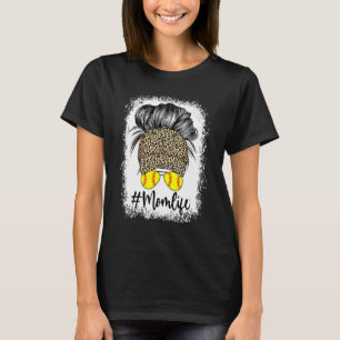 T-shirt Maman Life Softball Messy Bun Leopard Casquette Ca