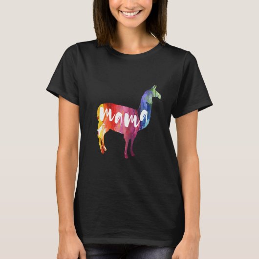 T-shirt Maman Llama. Art d'aquarelle (Devant)
