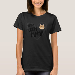 T-shirt Maman Maine Coon Cœur Drôle Mot de Maman Chat Main