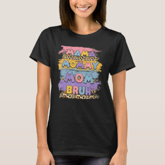 T-shirt Maman Maman Maman Maman Bruh Leopard Boho Joyeuse