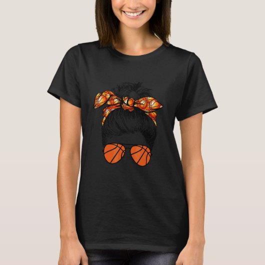 T-shirt Maman Messy Bun Fier Mama Basketball Sun (Devant)