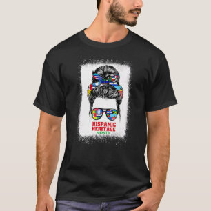 T-shirt Maman Messy Bun Hispanique Mois du patrimoine hisp