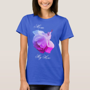 T-shirt Maman Mon héros Fleur de rose blanche