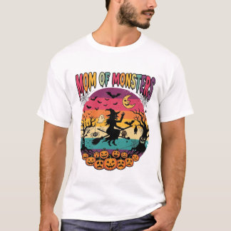 T-shirt Maman Monstres Halloween Sorcière Citrouilles Chau