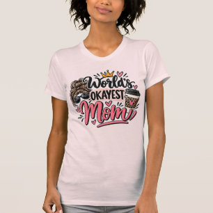 T-shirt Maman Moyenne du Monde Imprimé Léopard Chignon Déc