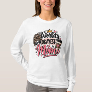 T-shirt Maman Moyenne du Monde Imprimé Léopard Chignon Déc