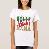 T-shirt Maman Noël Joliment Groovy Blanc (Devant)