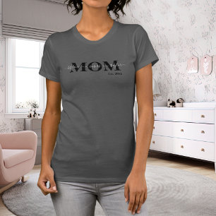 T-shirt Maman Noms Enfants Année Typographie Famille Noire