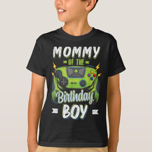 T-shirt Maman of the Birthday Boy Matching famille Vidéo G (Devant)