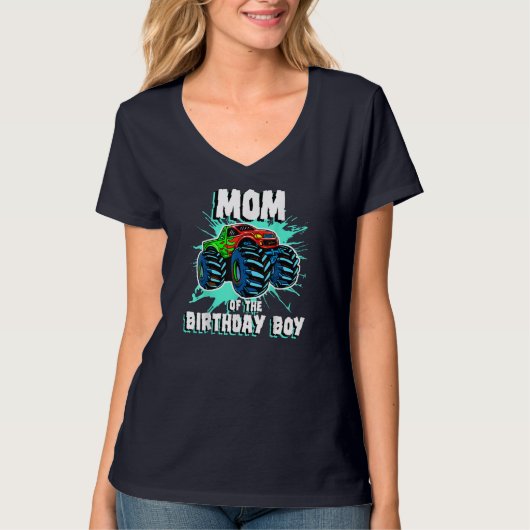T-shirt Maman of the Birthday Boy Monster Truck Birthday P (Devant)