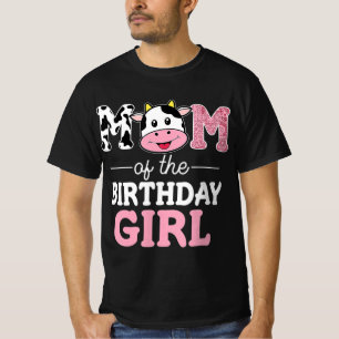 T-shirt Maman of the Birthday Girl Farm Cow Maman Maman 1è