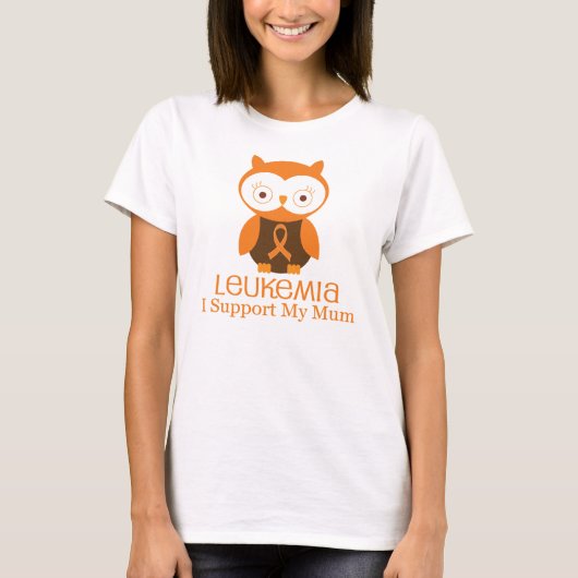 T-shirt Maman orange de hibou de ruban de leucémie (Devant)