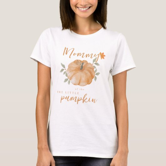 T-shirt Maman Orange Petit Citrouille Baby shower d'automn (Devant)
