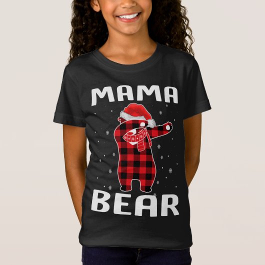 T-Shirt Maman Ours Dabbing Pajama de Noël avec chapeau de (Devant)