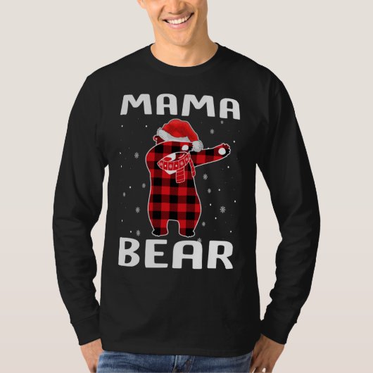 T-shirt Maman Ours Dabbing Pajama de Noël avec chapeau de  (Devant)
