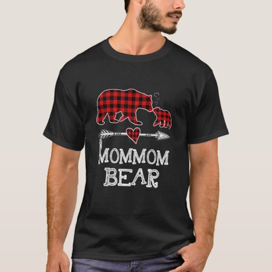 T-shirt Maman Ours de Noël Pyjama Rouge Rouge Plaid Buffal (Devant)